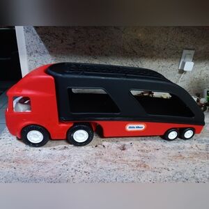 RARE VINTAGE LITTLE TIKES 28" CAR HAULER TRANSPORTER Red Black EUC